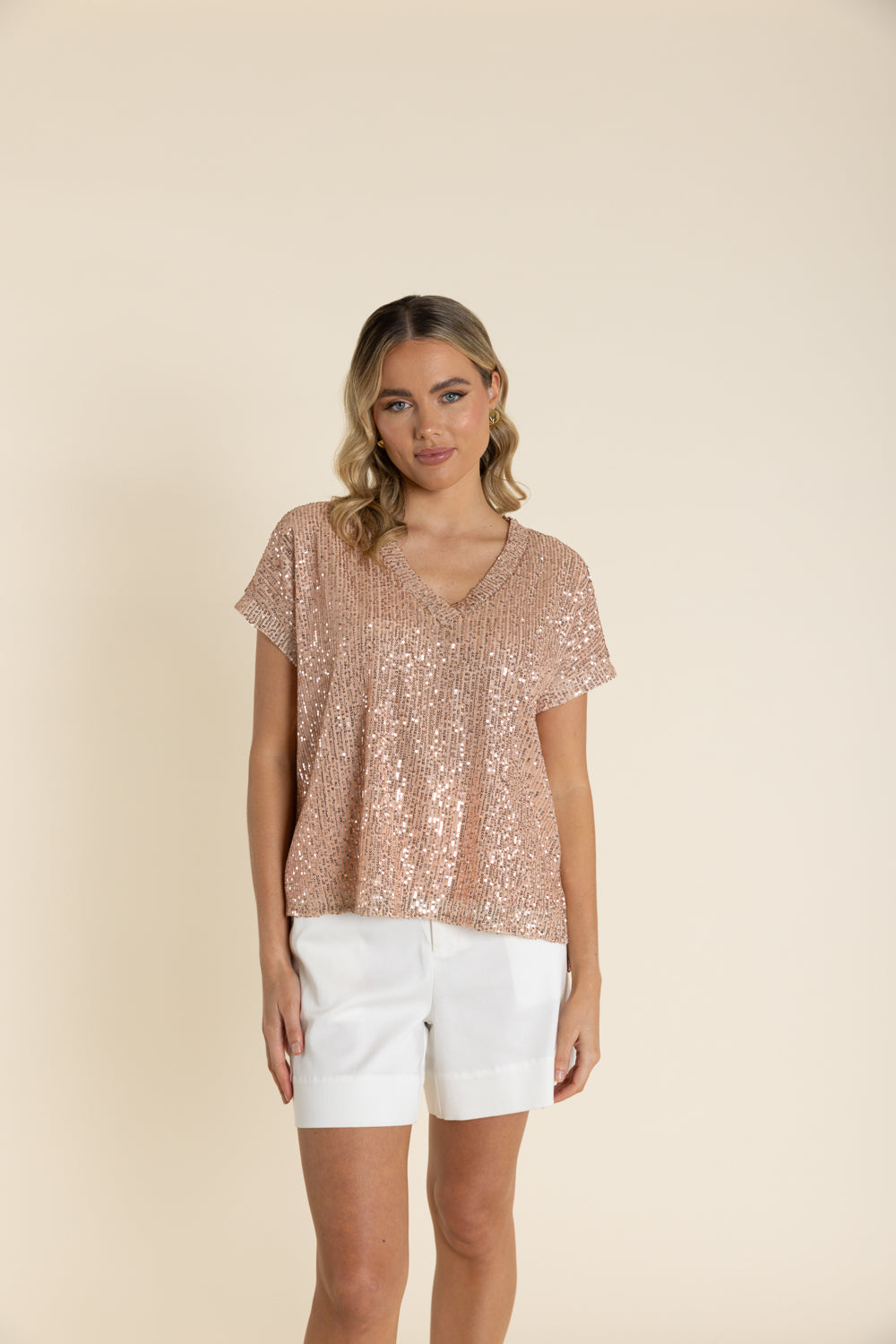 2931 Sequin Dropped Shoulder top