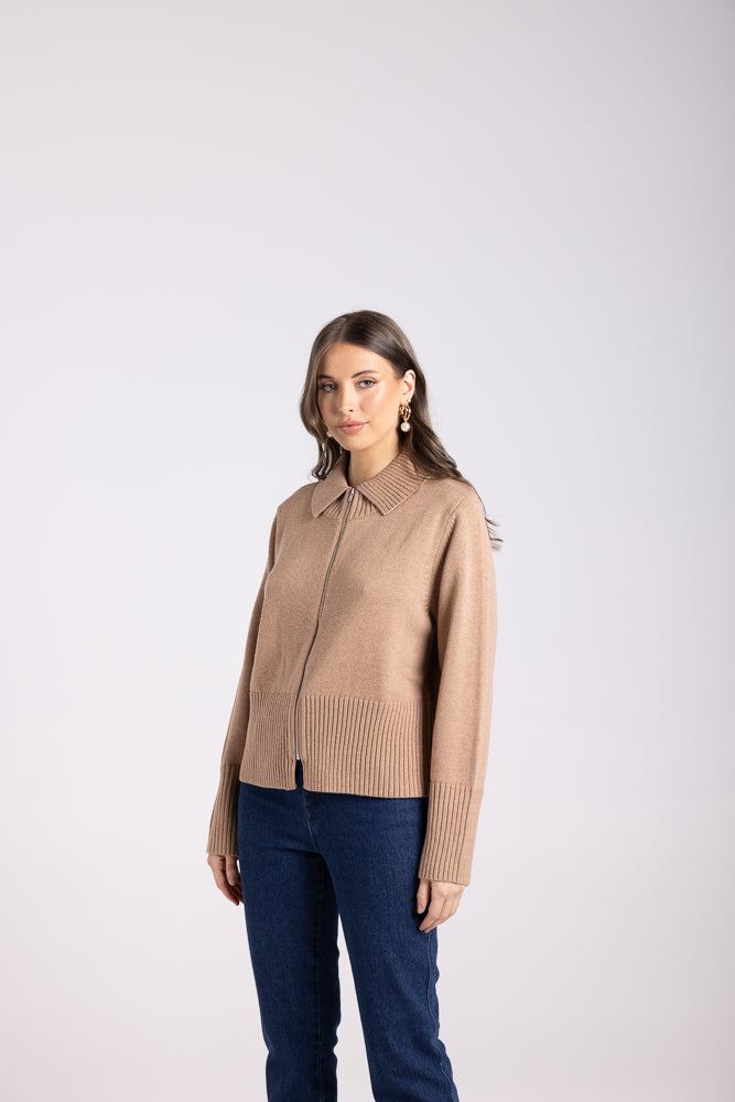3013 - MERINO/COTTON ZIP THROUGH CARDIGAN
