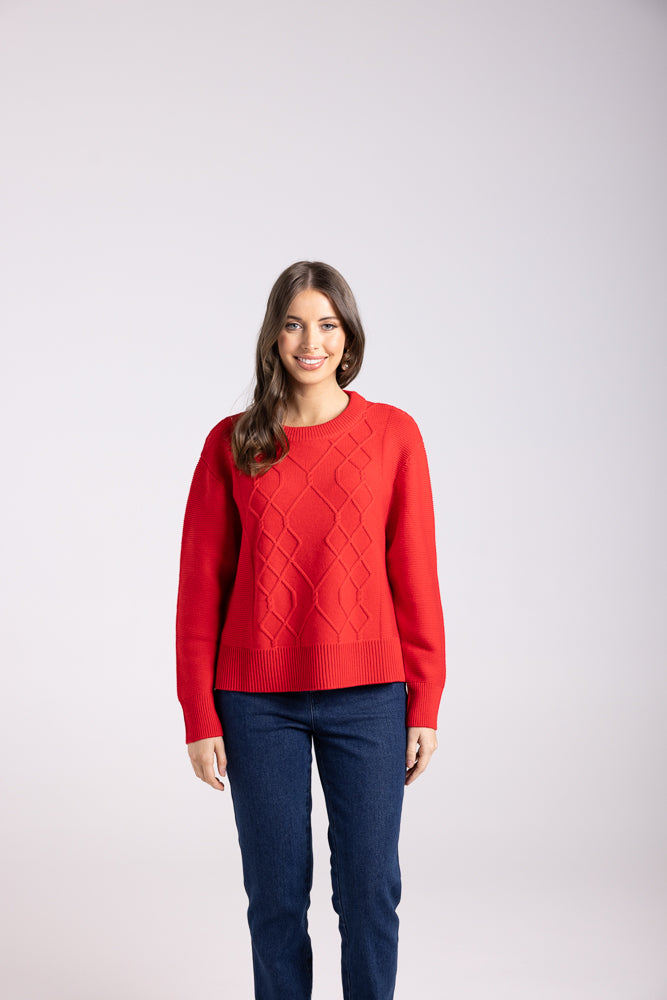 3019 - MERINO/COTTON CABLE KNIT WITH SPLITS