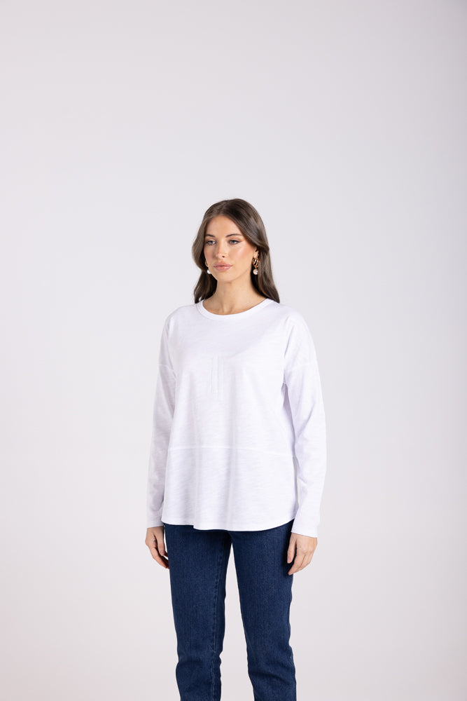 3025 - LOGO SEQUIN CREW L/SLV TOP