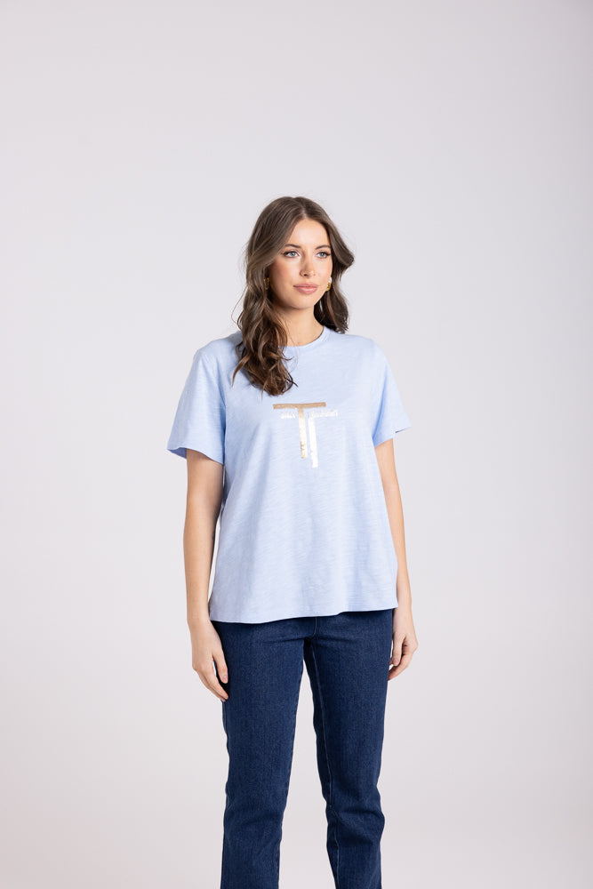 3028 - CREW T-SHIRT WITH GOLD/SILVER SEQUINS