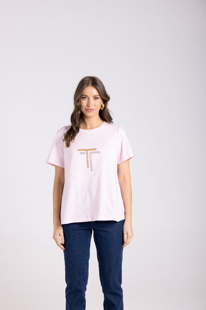 3028 - CREW T-SHIRT WITH GOLD/SILVER SEQUINS