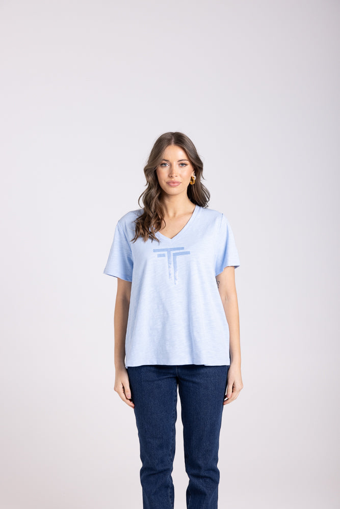3029 - V NECK DTM SEQUIN T-SHIRT
