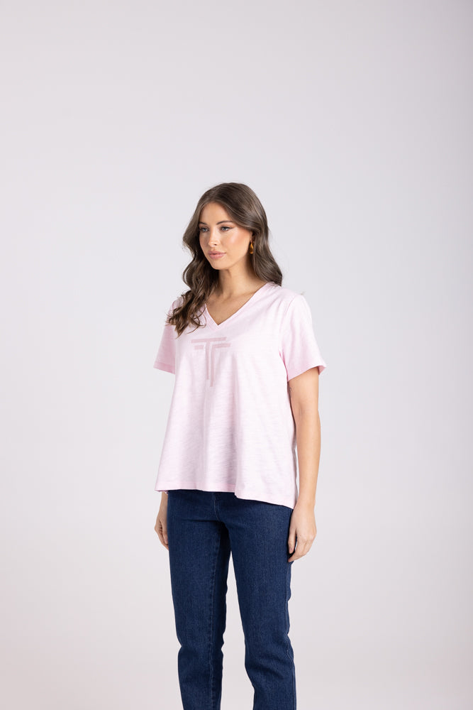 3029 - V NECK DTM SEQUIN T-SHIRT