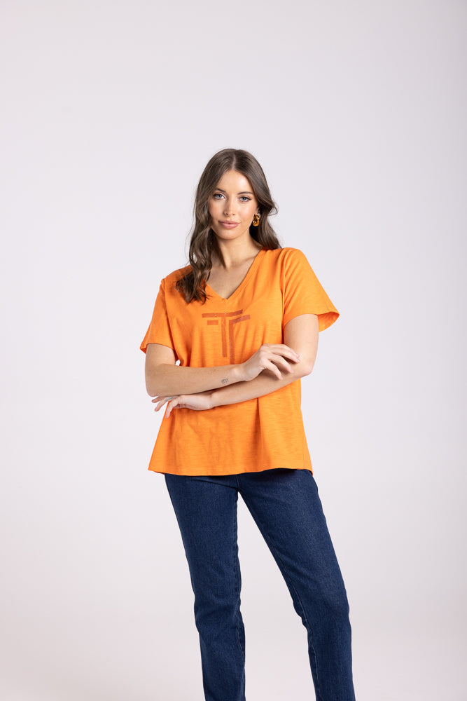 3029 - V NECK DTM SEQUIN T-SHIRT