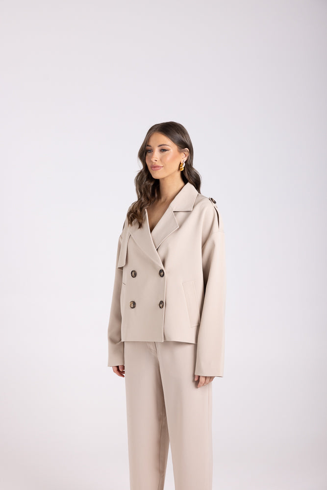 3041 - DROPPED SHOULDER CROPPED TRENCH