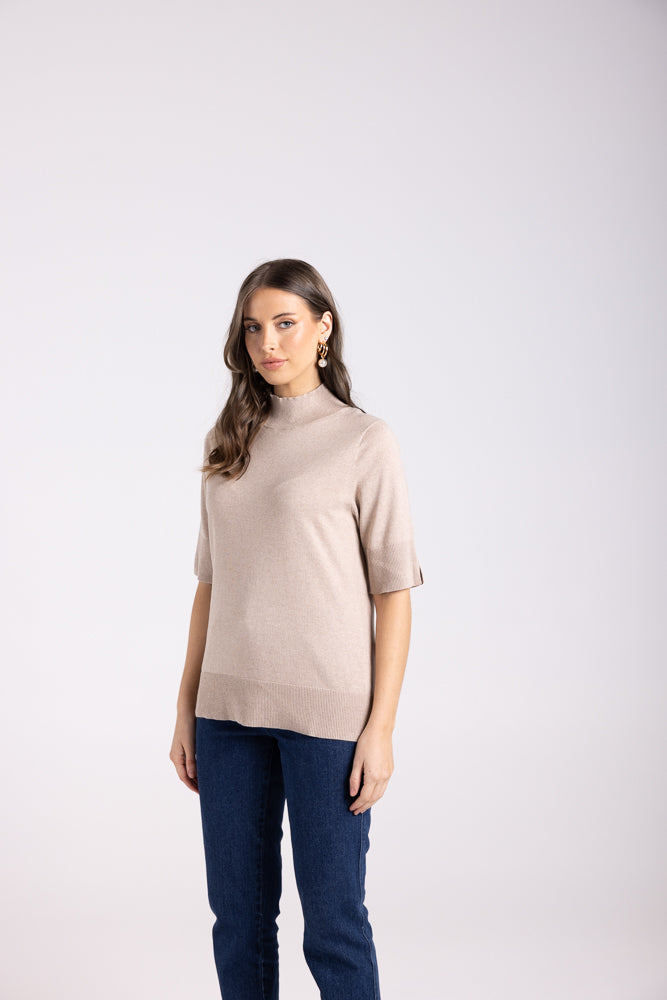 3088 - SHORT SLEEVE KNIT WITH MOCK TURTLE