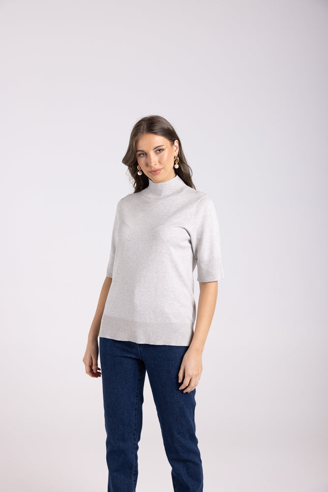 3088 - SHORT SLEEVE KNIT WITH MOCK TURTLE