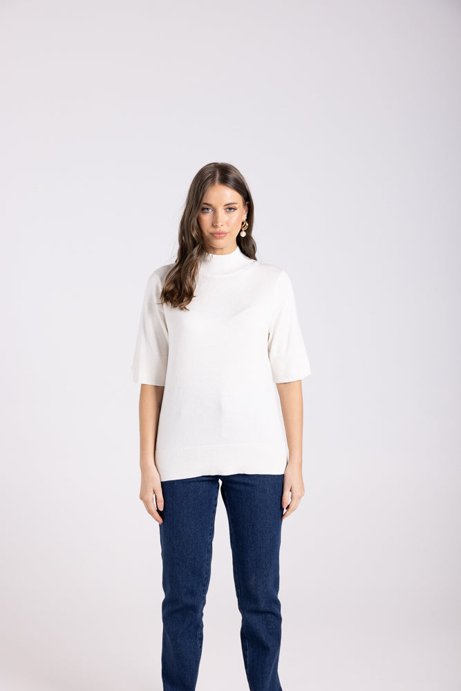 3088 - SHORT SLEEVE KNIT WITH MOCK TURTLE