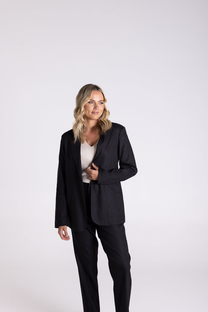3121 - LINEN VISCOSE JACKET-SINGLE BREASTED