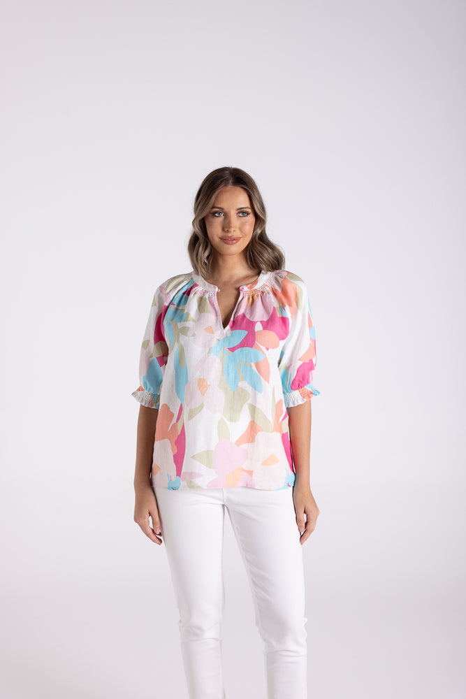 3153 - ANNA PRINT KEYHOLE TOP