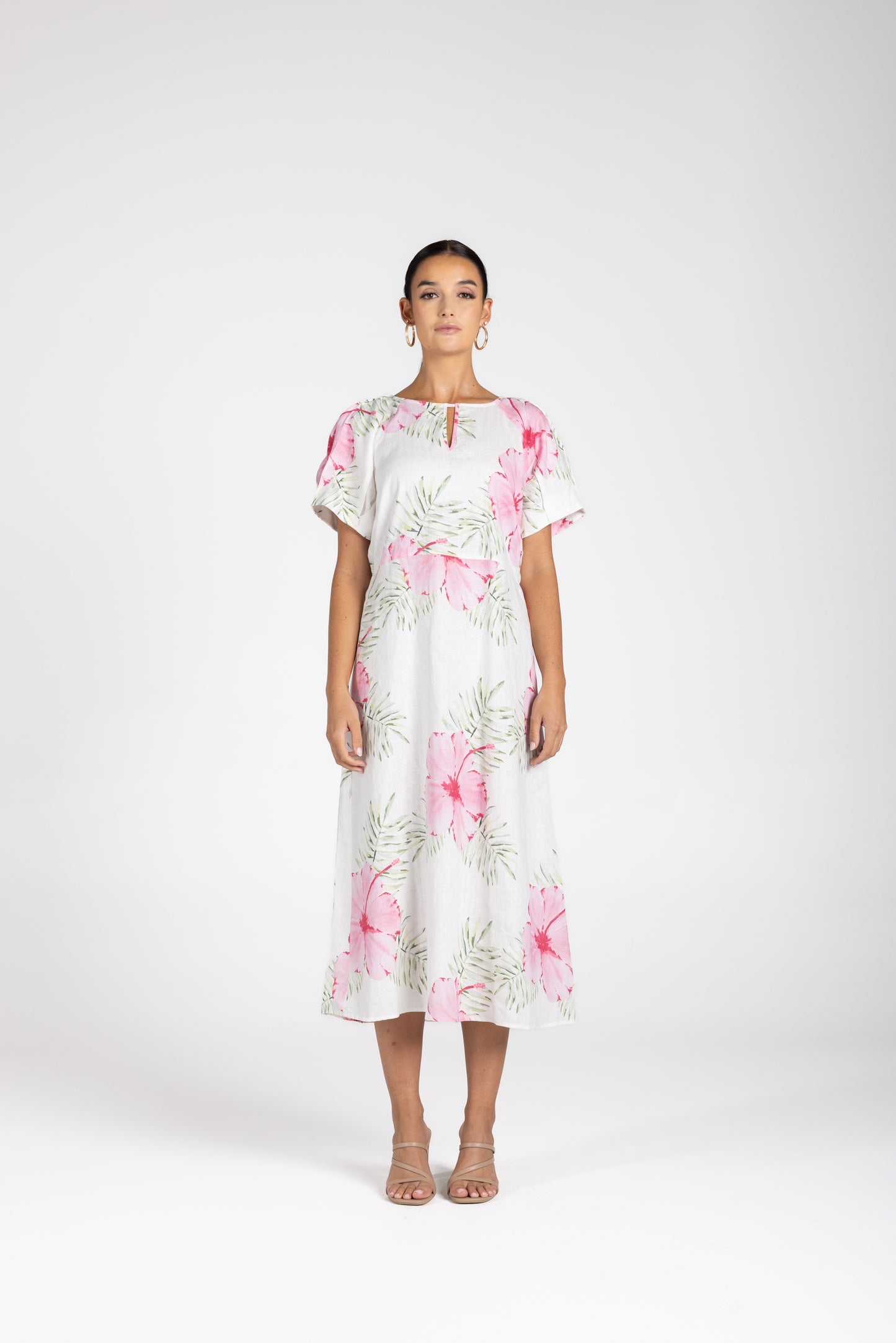 3237 - Tropical Print Midi Dress