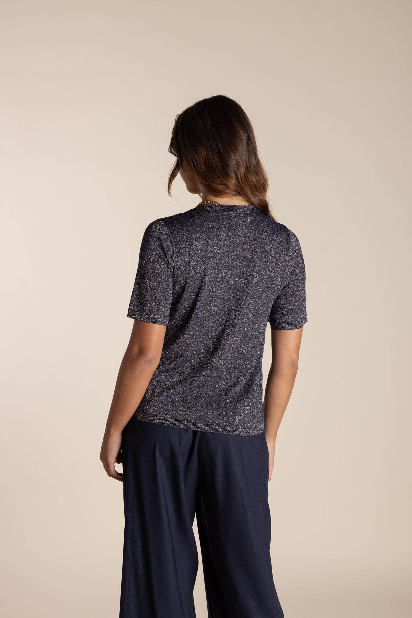 2608 Metalic Short Sleeve Knit