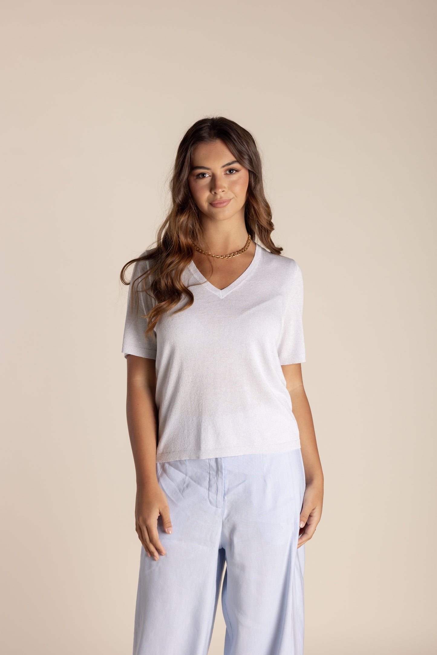 2608 Metalic Short Sleeve Knit