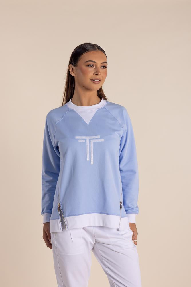 2810 - SEQUIN LOG SWEAT WITH ZIPS & CONTRAST RIB