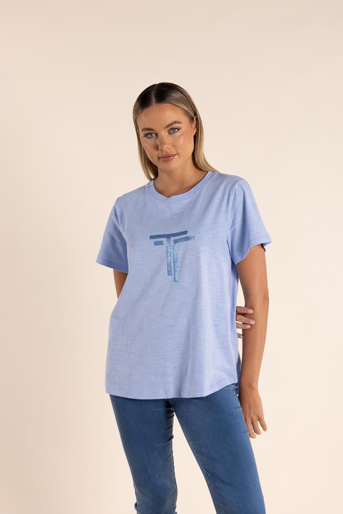 2818 - LOGO SQUIN CREW T-SHIRT-DTM SEQUINS