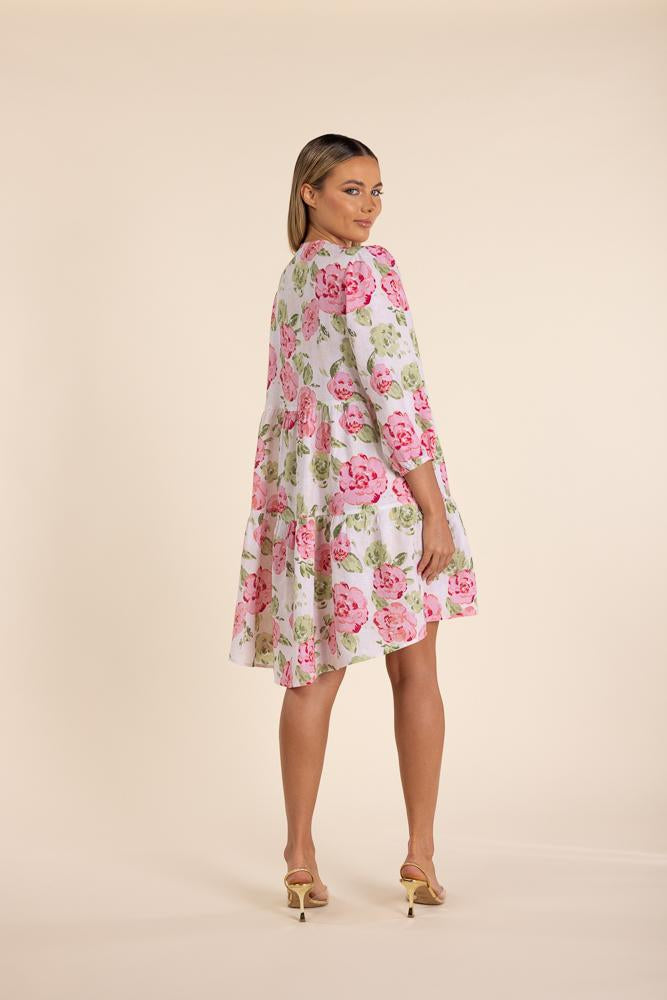 2851 - LINEN ROSE PRINT DRESS