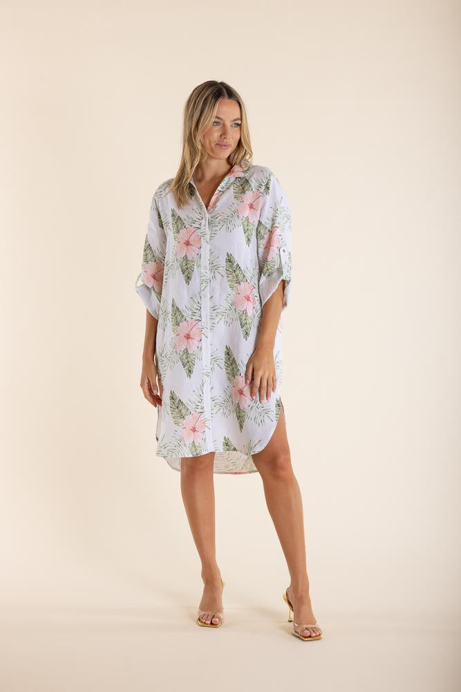 2857 - TROPICAL PRINT SHIRT DRESS