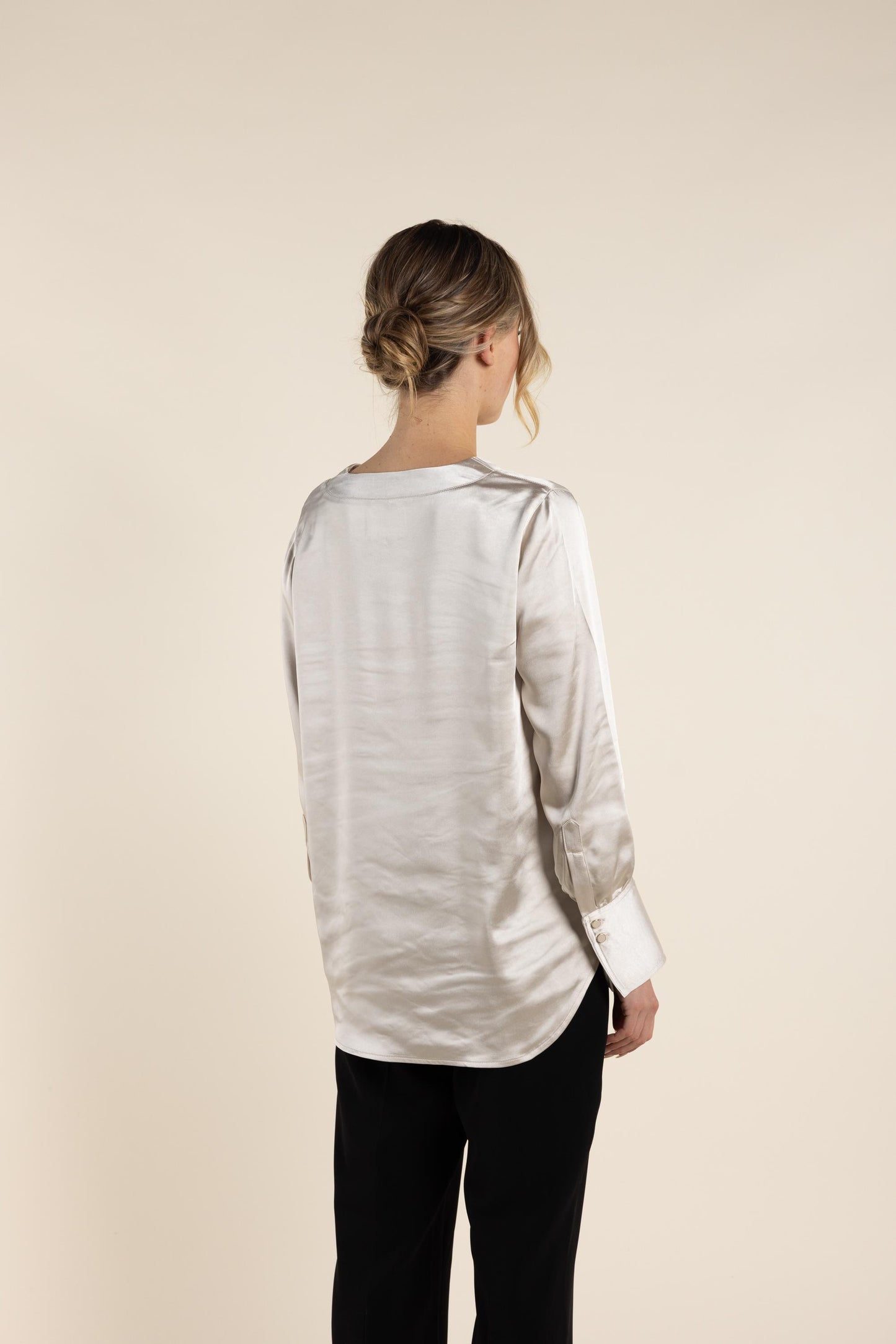 2733 Satin V Neck Top