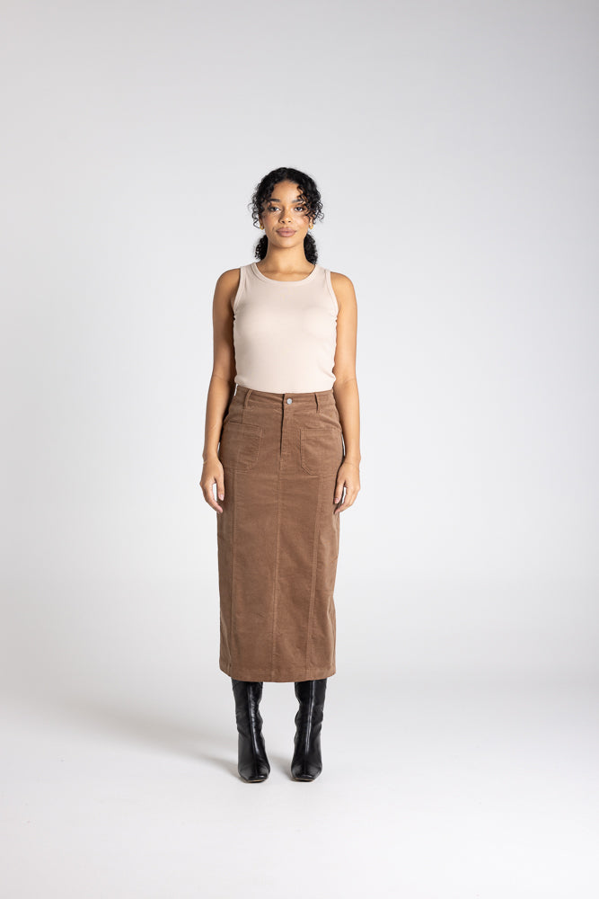 CORD MIDI SKIRT - 3392