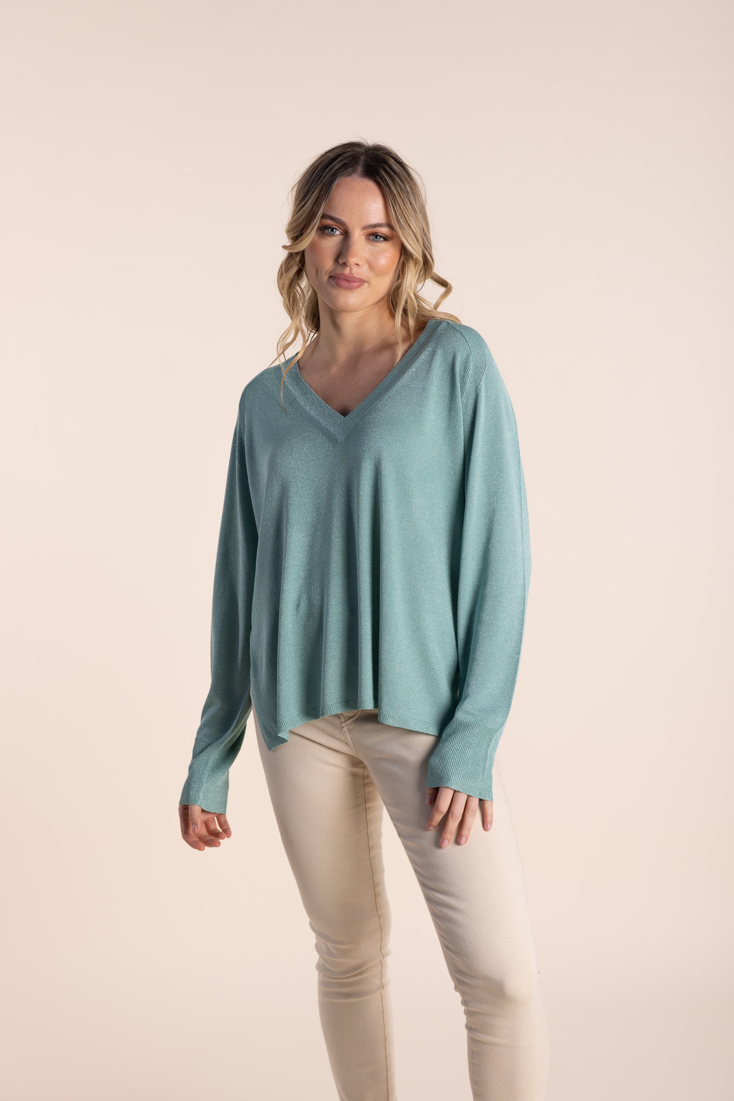 2508 - Lurex V-Neck Sweater