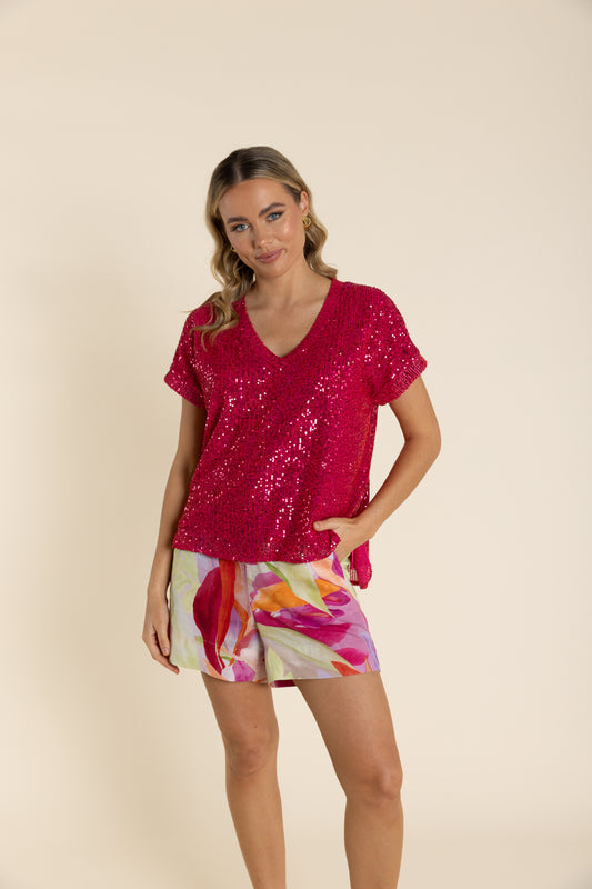 2931 Sequin Dropped Shoulder top