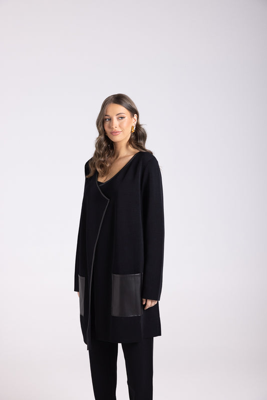 3010 - MILANO KNIT JACKET WITH PU TRIM