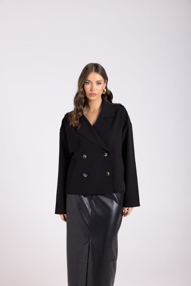3041 - DROPPED SHOULDER CROPPED TRENCH