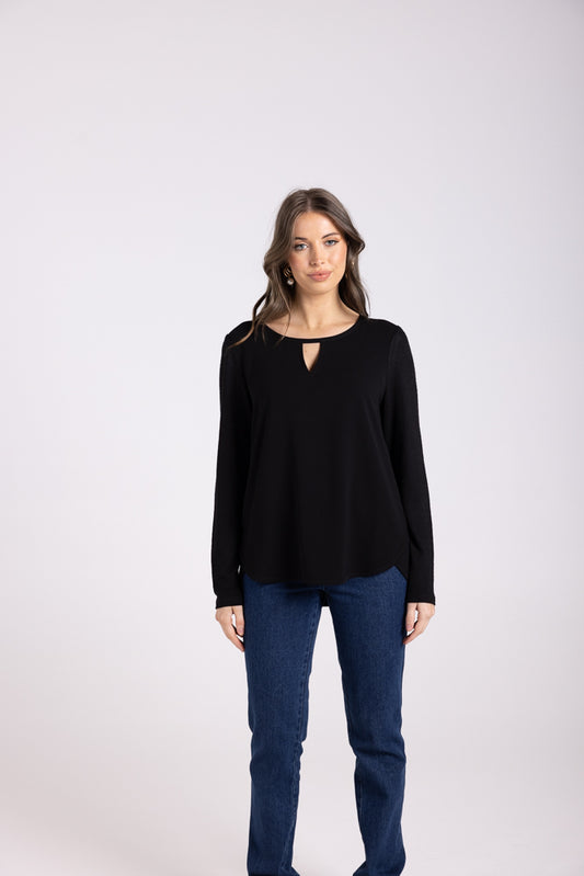 3066 - KEYHOLE TOP WITH KNIT BACK