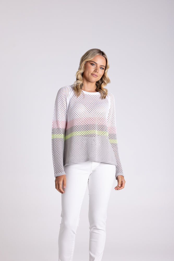 3109 - POINTELLE SPLICED SWEATER