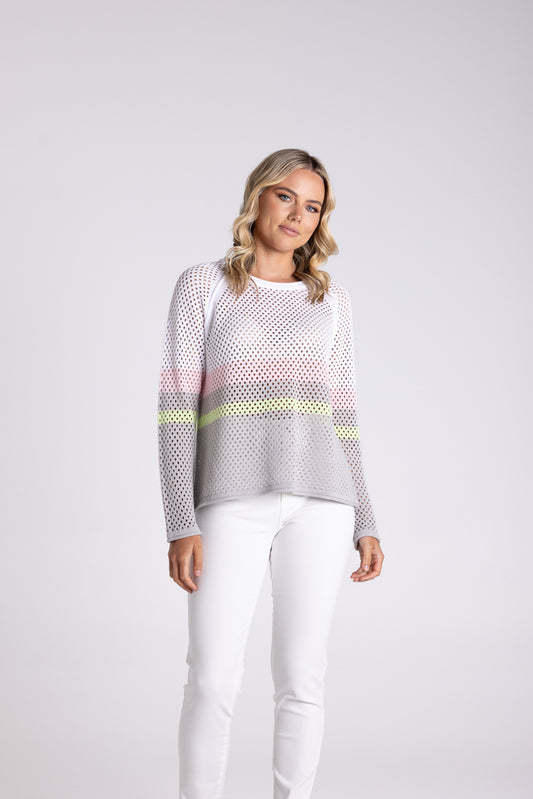 3109 - POINTELLE SPLICED SWEATER