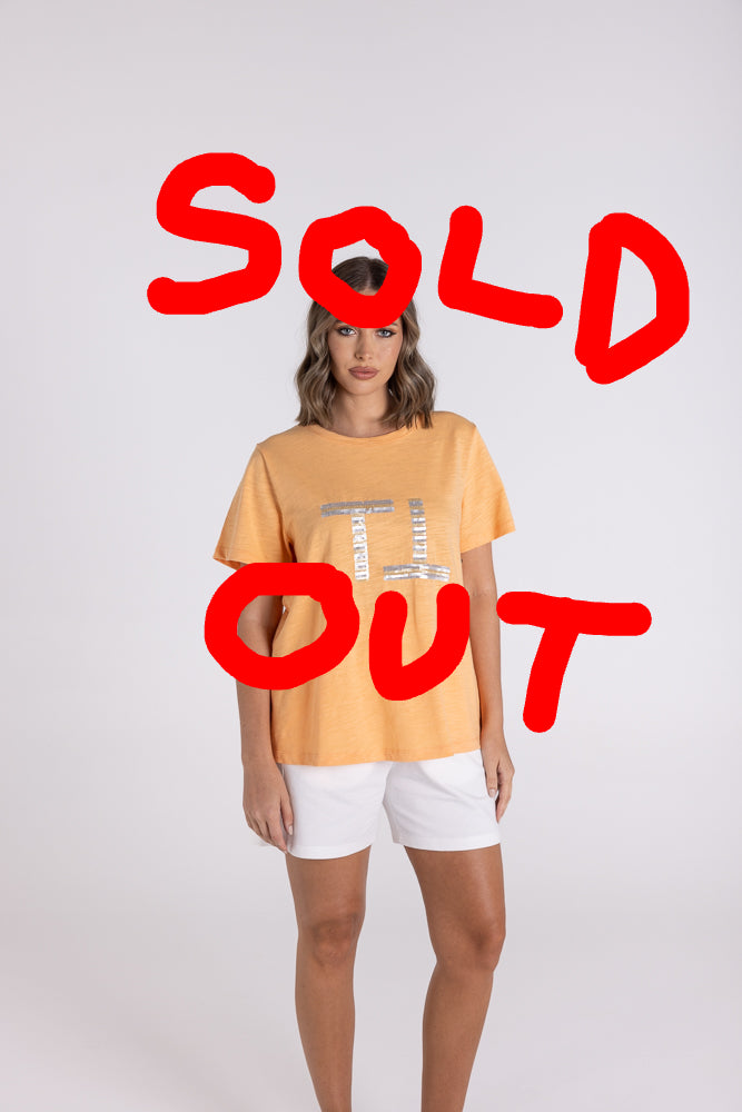 3110 - SEQUIN LOGO TEE W/GOLD & SILVER