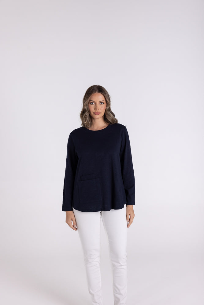 3115 - CREW 7/8 SLV TEE  W/POCKET