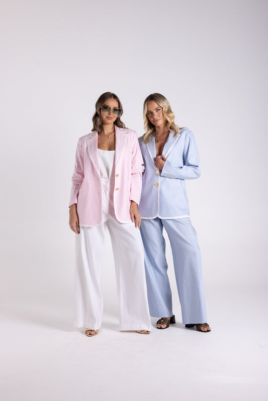 3120 - LINEN VISCOSE BLAZER WITH CONTRAST TRIM