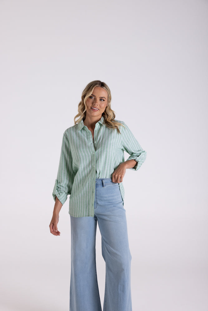 3124 - LINEN VISCOSE STRIPE SHIRT