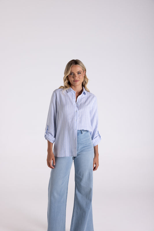 3124 - LINEN VISCOSE STRIPE SHIRT