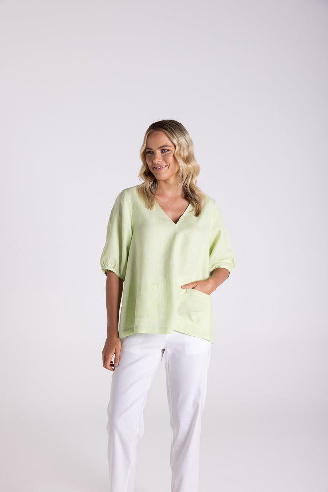 3144 - LINEN TOP WITH POCKETS