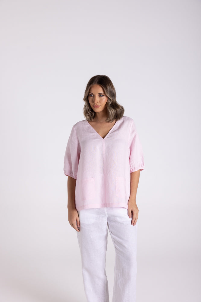 3144 - LINEN TOP WITH POCKETS