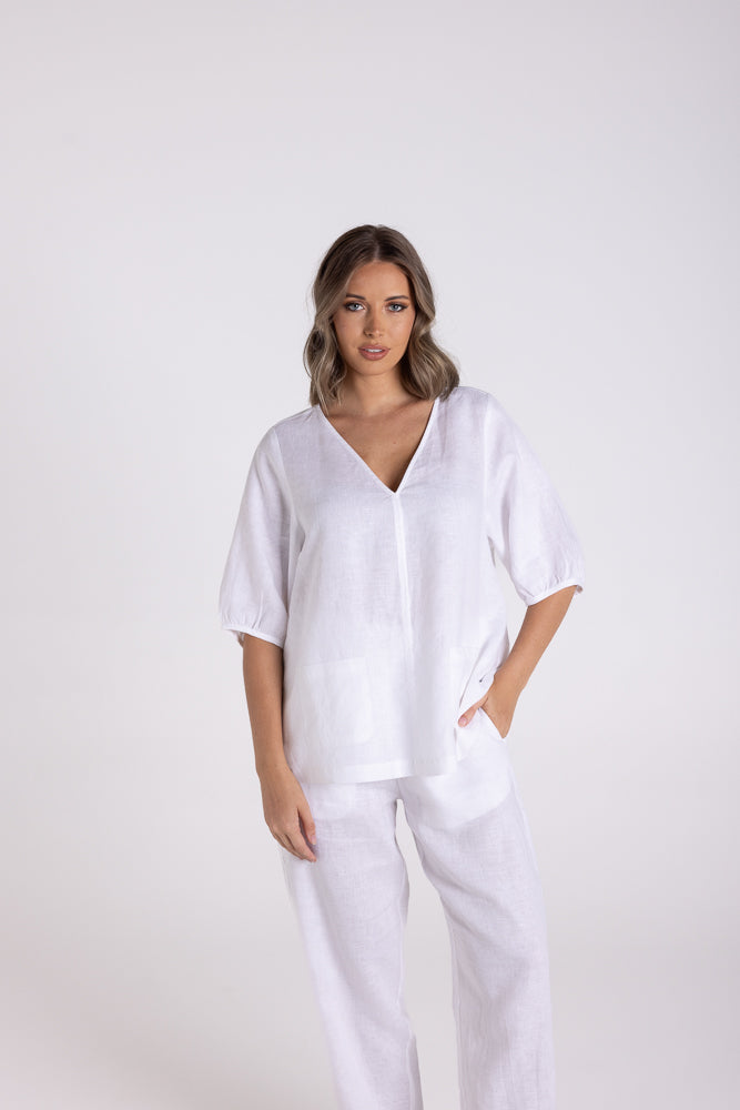 3144 - LINEN TOP WITH POCKETS