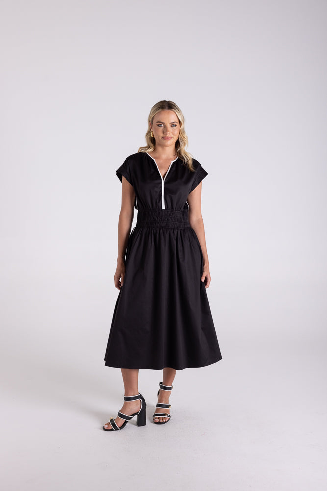 COTTON SHERRED WAIST DRESS - 3160