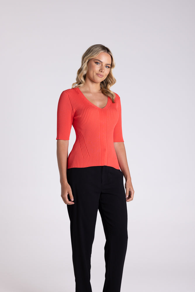 3166 - V NECK RIB TOP