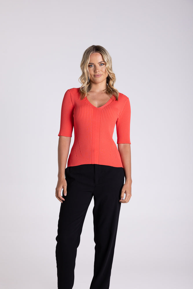 3166 - V NECK RIB TOP