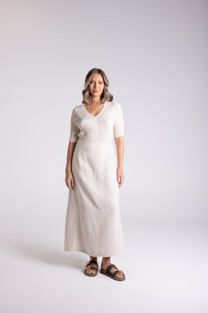 3178 - LINEN TWEED MIDI SKIRT