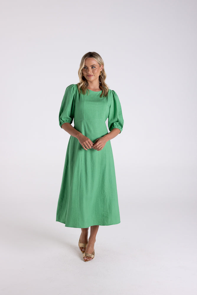 3183 - LINEN VISCOSE MIDI DRESS