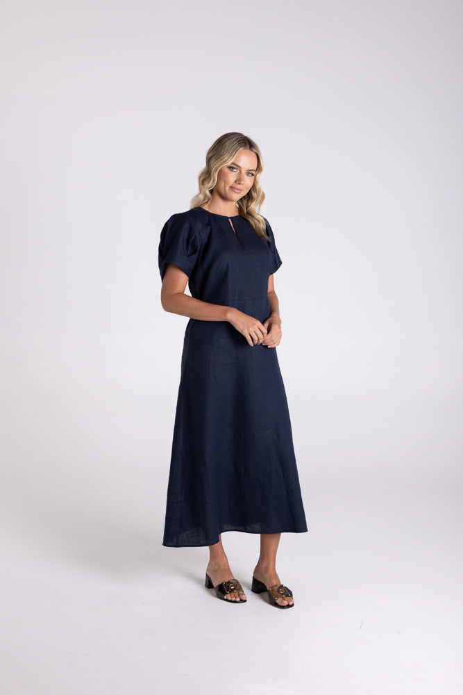3185 - LINEN MIDI DRESS