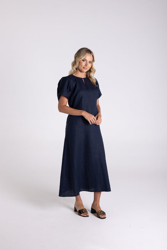3185 - LINEN MIDI DRESS