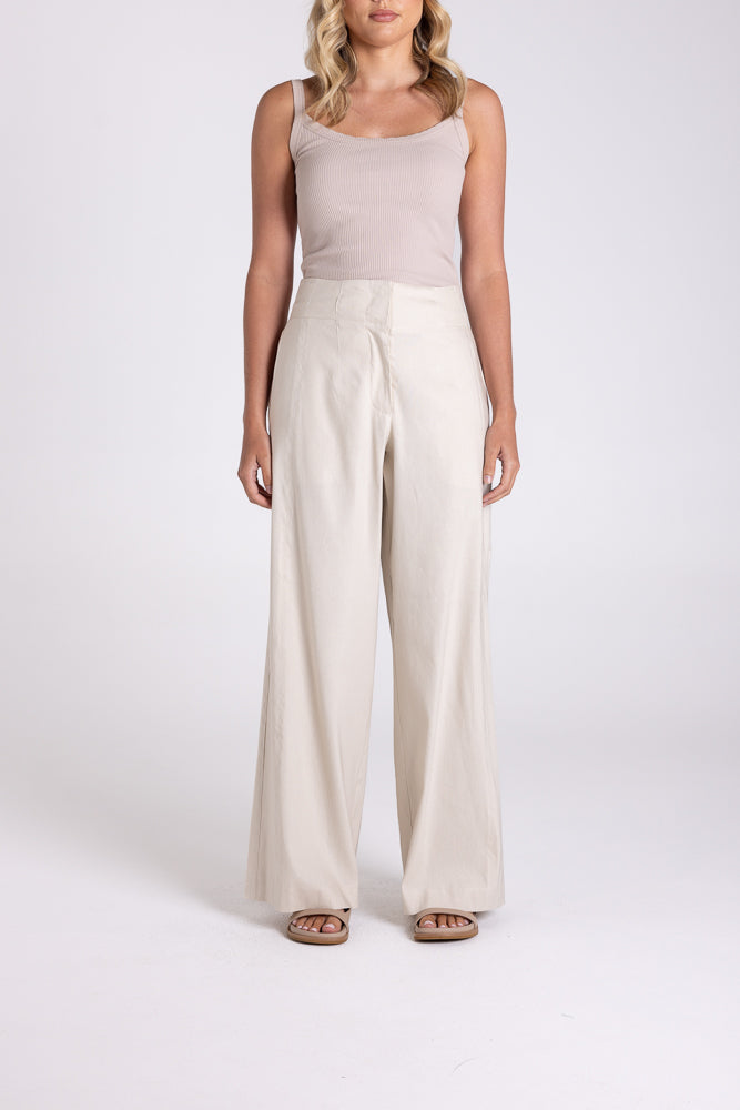 3190 - LINEN VISCOSE WIDE LEG PANT