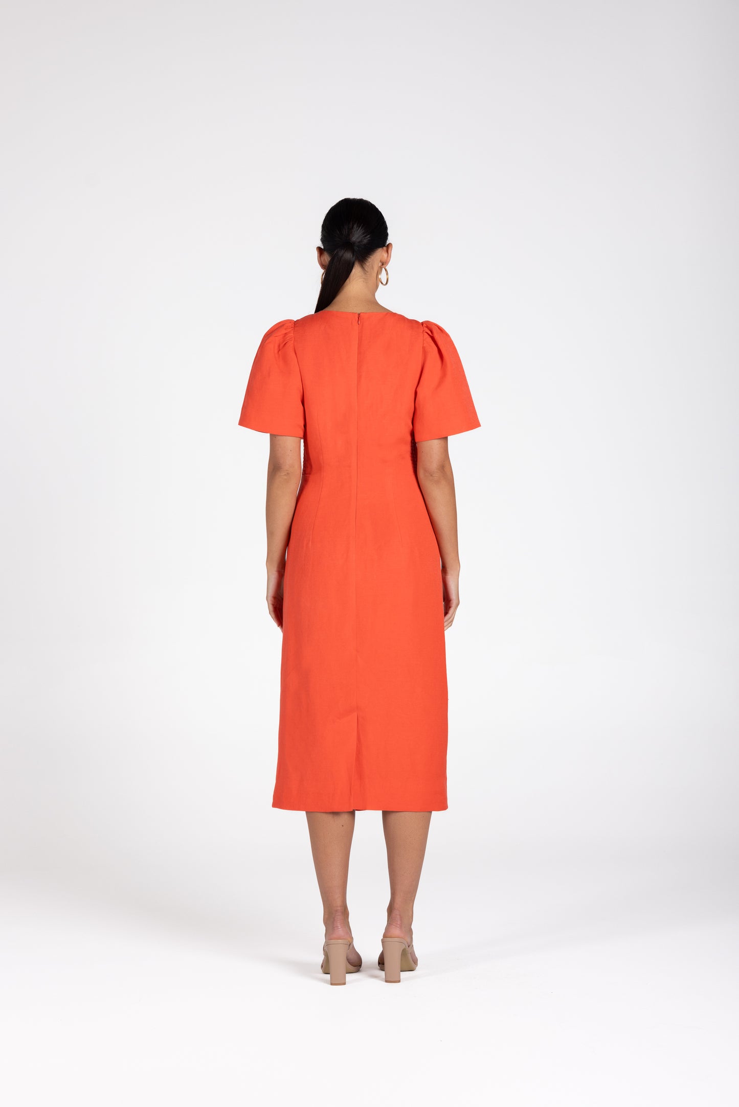 3228 - Draped Midi Dress W/Gold Clip