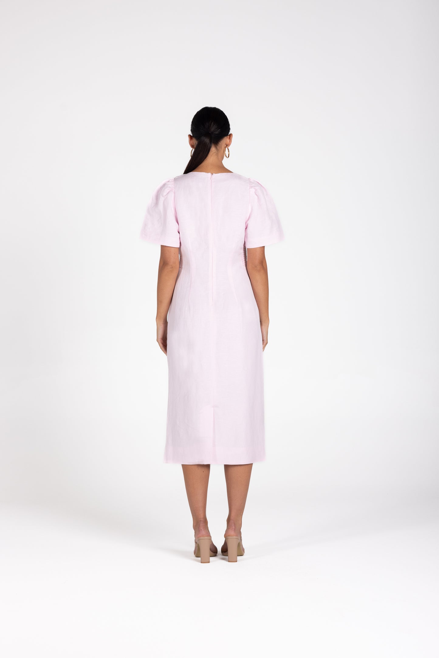 3228 - Draped Midi Dress W/Gold Clip