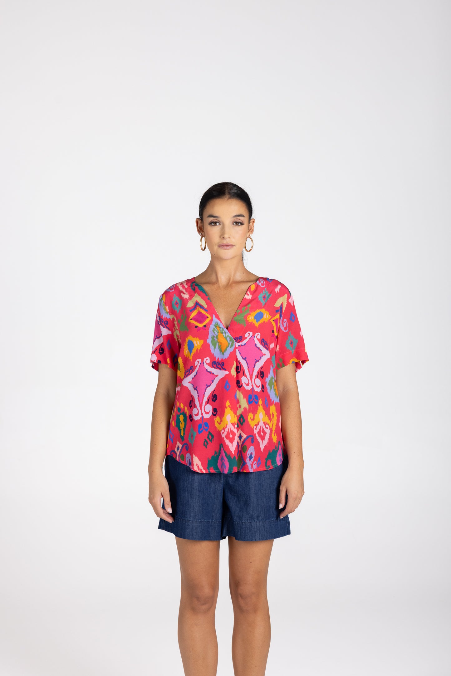 3233 - Ikat Print Top